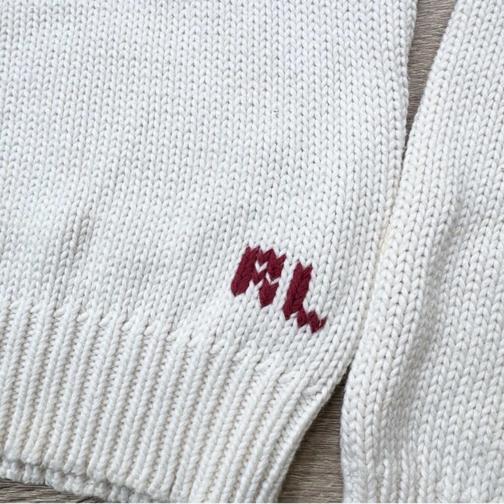 Vintage Ralph Lauren Sport American Flag Turtleneck Sweater Cream Hong Kong - Picture 6 of 6